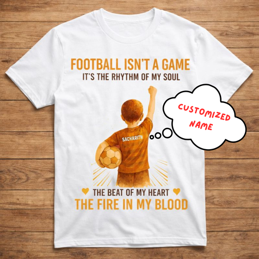 Football Isn’t a Game – Premium Printed Black T-Shirt | Custom Name T-Shirt for Boys