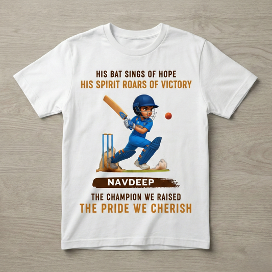 The Champion We Raised | Cricket Kids T-Shirt | Custom Name T-Shirt for Girl