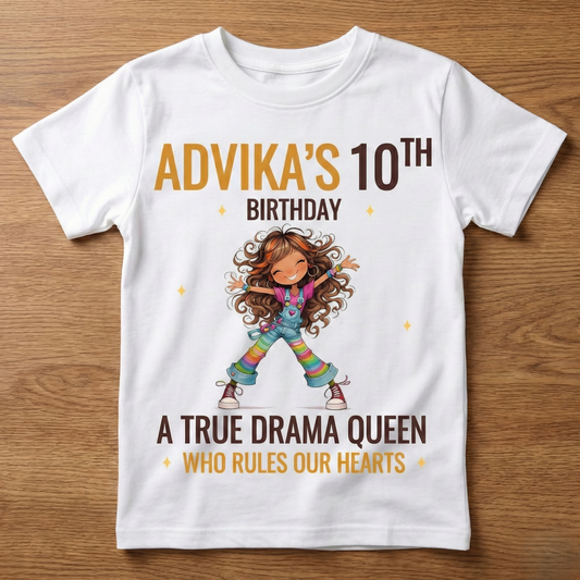 Personalized Birthday Girl White T-Shirt | Custom Name & Age Kids T-Shirt