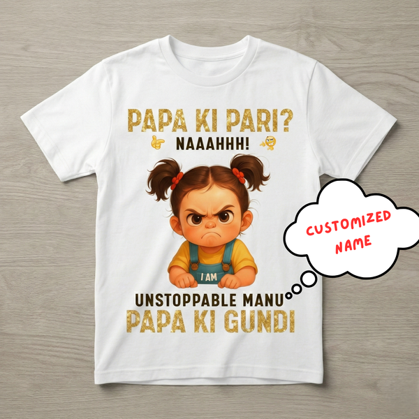Personalized Papa Ki Pari kids t shirt for girls father daughter gift India