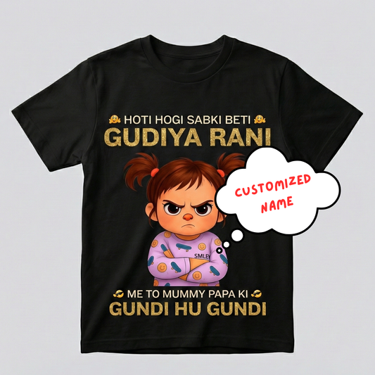 Personalized Gudiya Rani kids t shirt for girls custom name birthday gift India