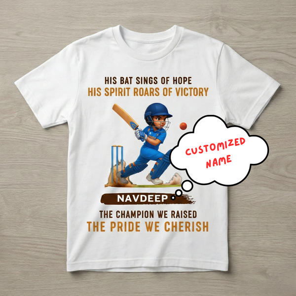 Personalized cricket kids t shirt for girls custom name birthday gift India
