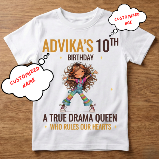 Personalized Birthday Girl White T-Shirt | Custom Name & Age Kids T-Shirt
