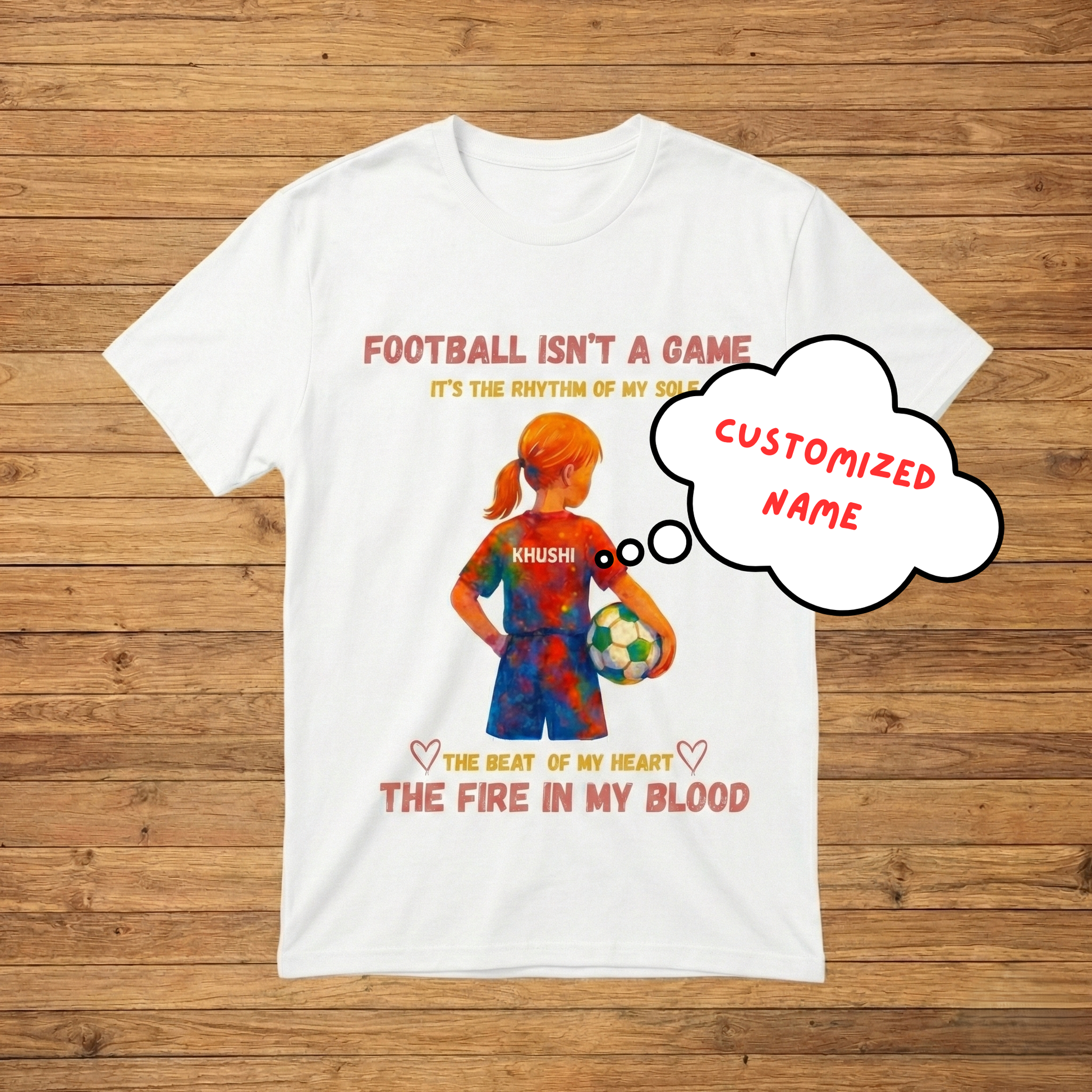 Personalized football kids t shirt for girls custom name birthday gift India