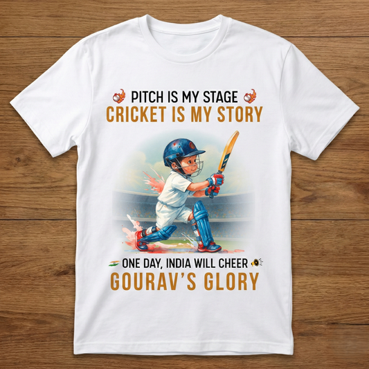 Cricket is my story | Cricket Kids T-Shirt | Custom Name T-Shirt for Boys