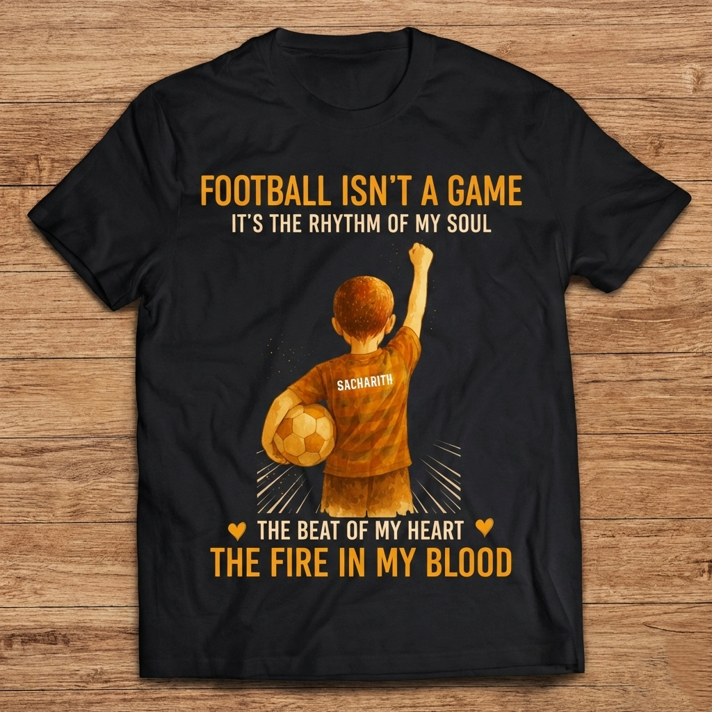 Football Isn’t a Game – Premium Printed Black T-Shirt | Custom Name T-Shirt for Boys