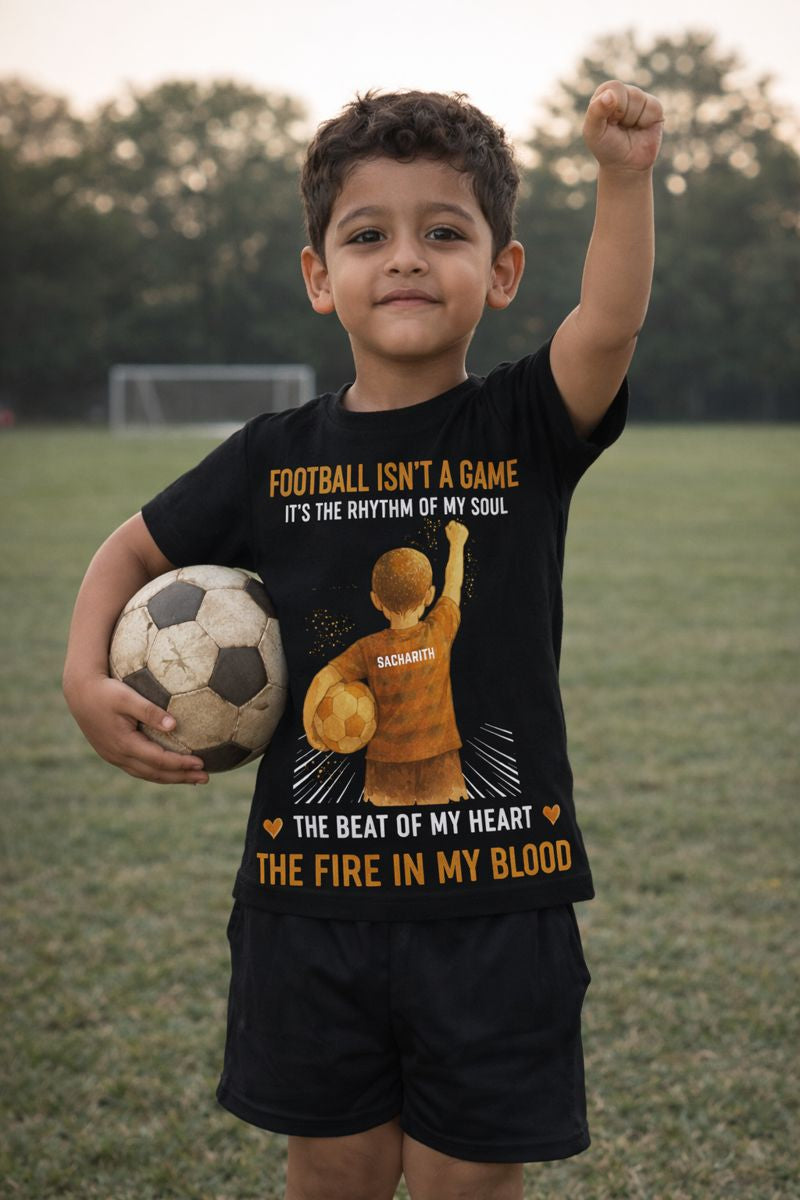 Football Isn’t a Game – Premium Printed Black T-Shirt | Custom Name T-Shirt for Boys