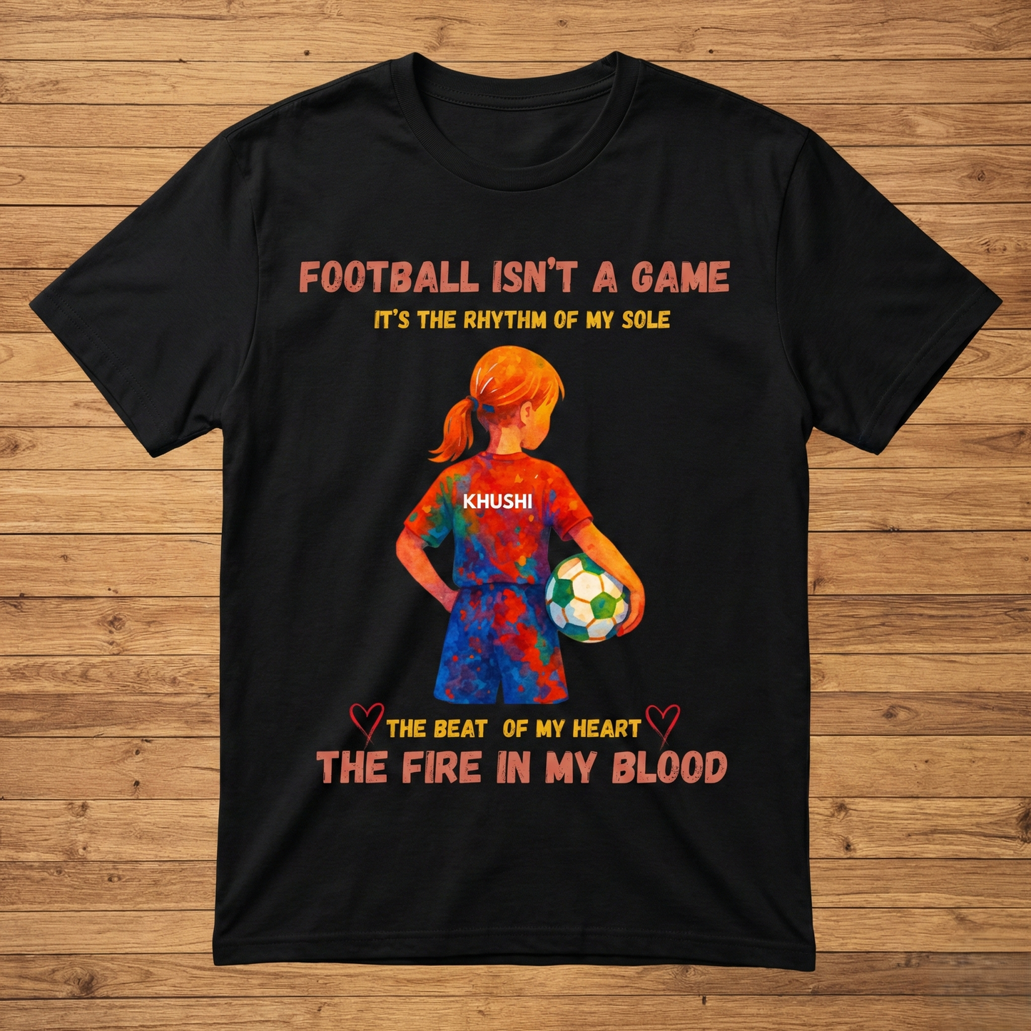 Personalized Football Passion T-Shirt for Girls  | Custom Name Print