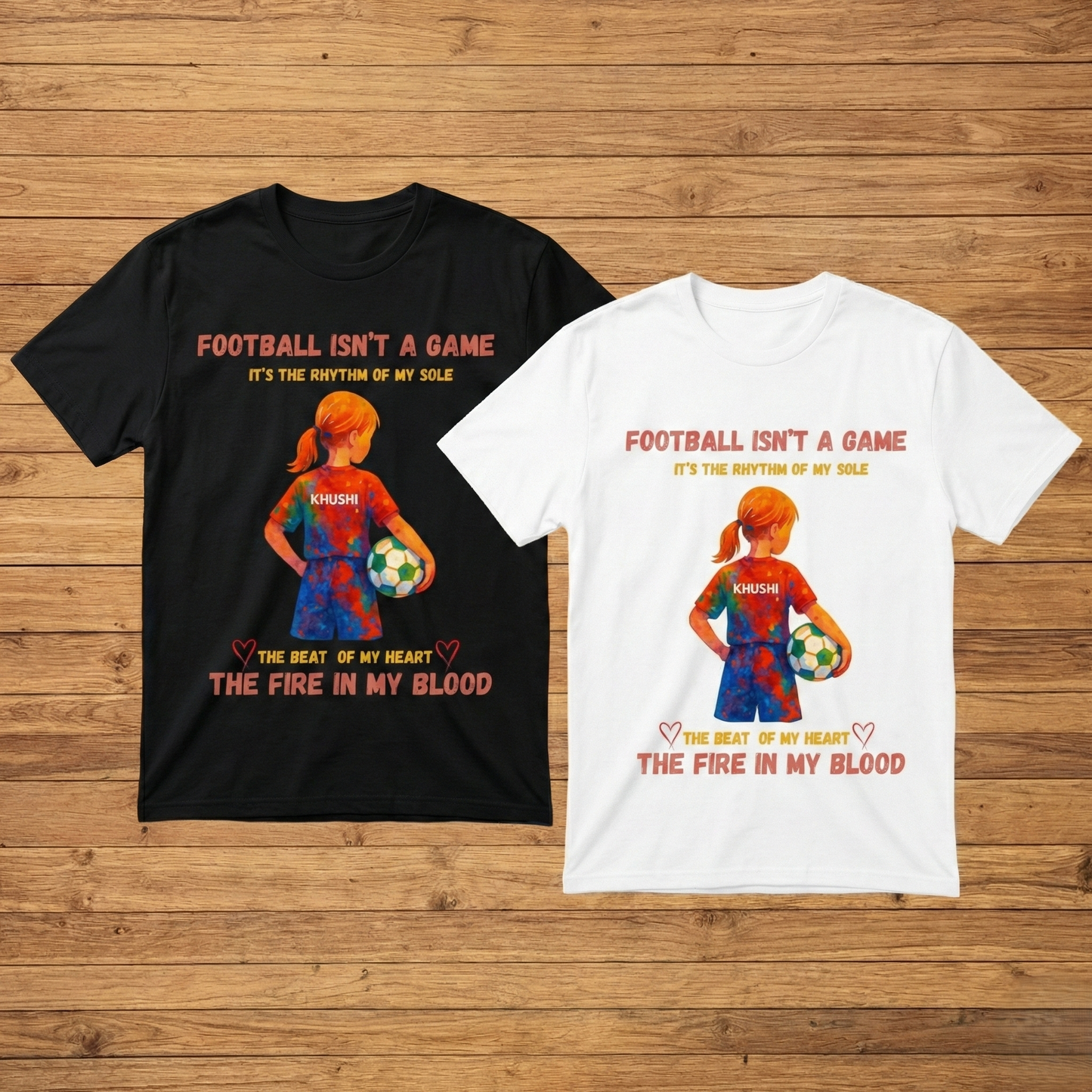 Personalized Football Passion T-Shirt for Girls  | Custom Name Print