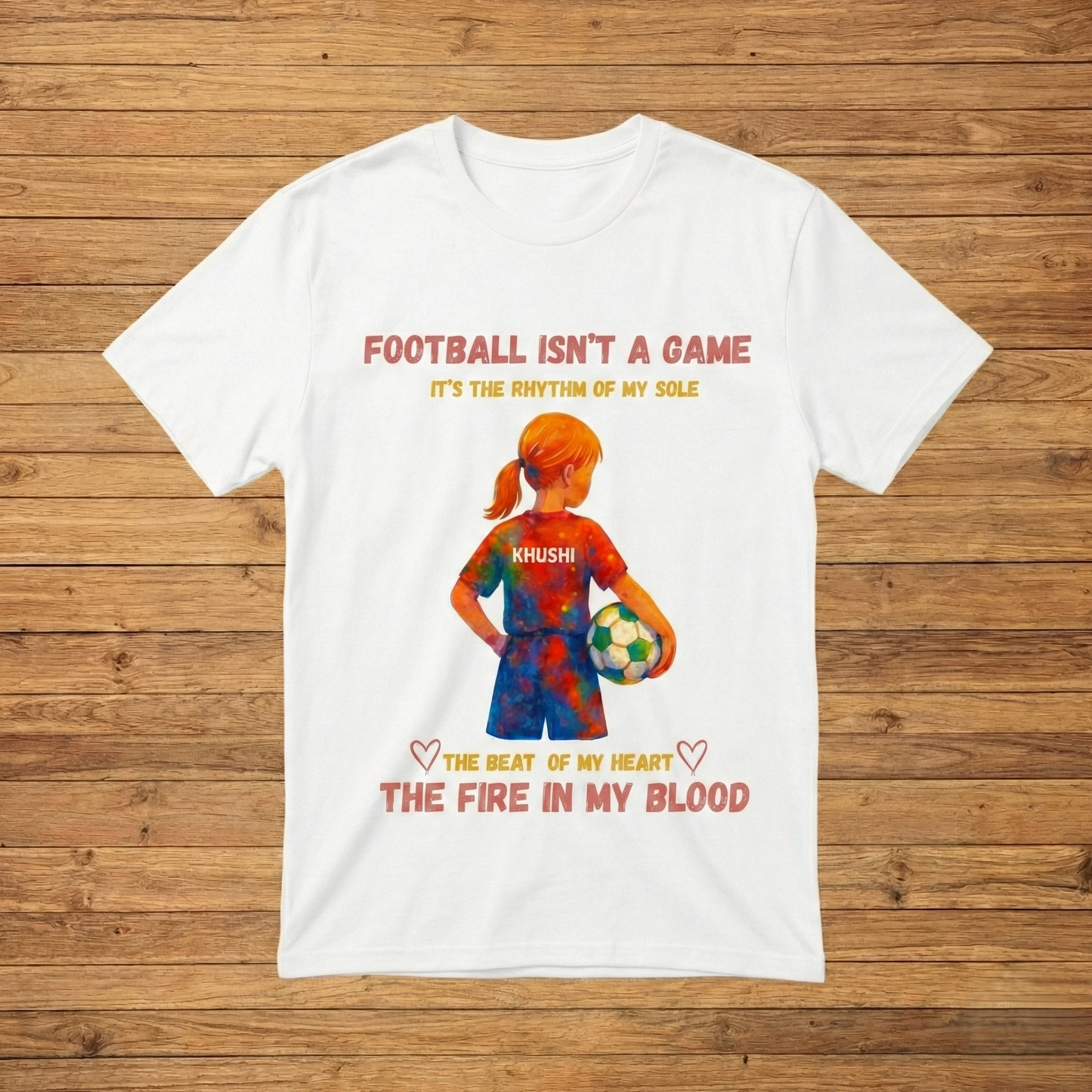 Personalized Football Passion T-Shirt for Girls  | Custom Name Print