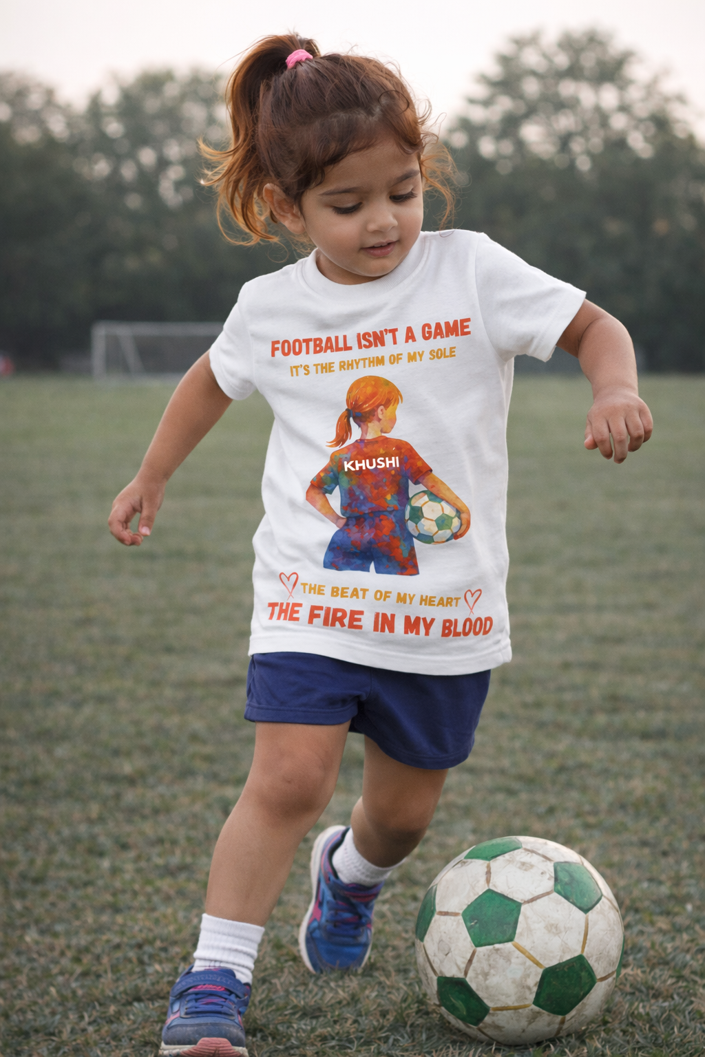 Personalized Football Passion T-Shirt for Girls  | Custom Name Print