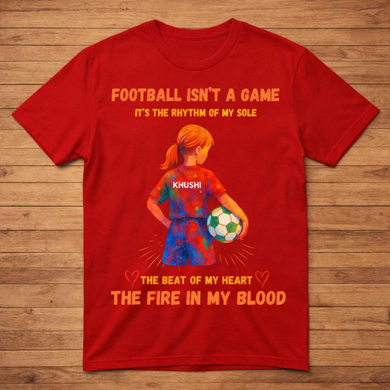 Personalized Football Passion T-Shirt for Girls  | Custom Name Print