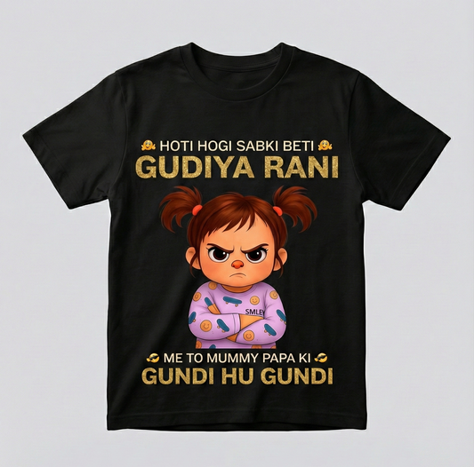 Personalized Gudiya Rani kids t shirt for girls custom name birthday gift India
