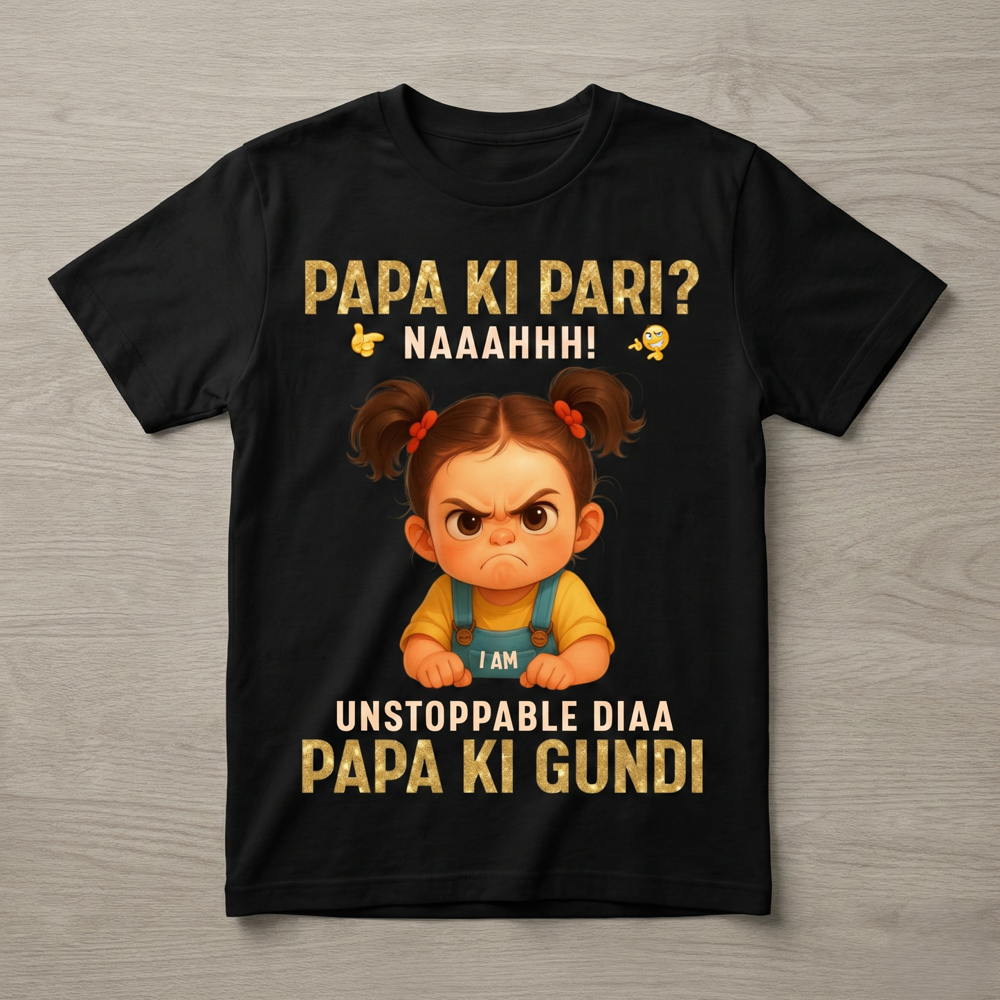 Papa Ki Pari | Father Daughter Kids T-Shirt | Custom Name T-Shirt for Girl