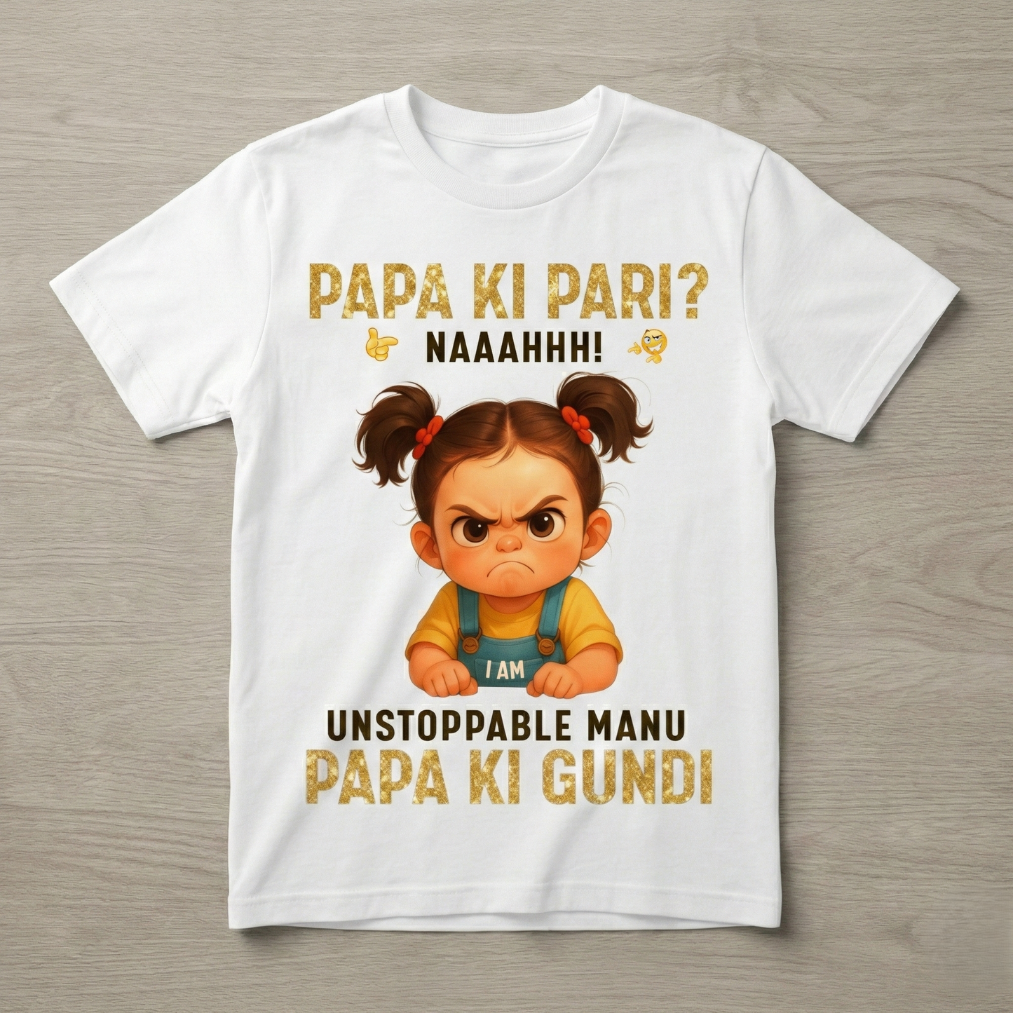 Papa Ki Pari | Father Daughter Kids T-Shirt | Custom Name T-Shirt for Girl